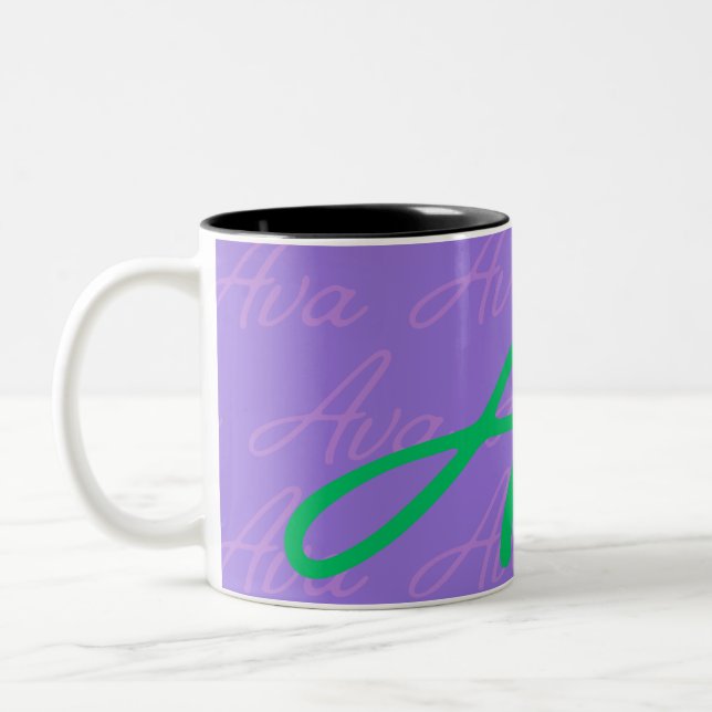 Ava Repeating Name Pattern  Two-Tone Coffee Mug (Left)