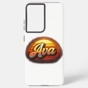 Ava Retro Sunset Personalized Name Design Vintage Samsung Galaxy Case