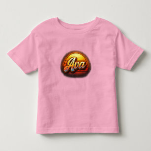 Ava Retro Sunset Personalized Name Design Vintage Toddler T-Shirt