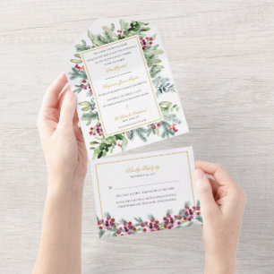 Ava Winter Catholic Wedding Invitation with RSVP