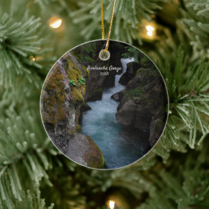 Avalanche Gorge Glacier National Park Photo Ceramic Tree Decoration