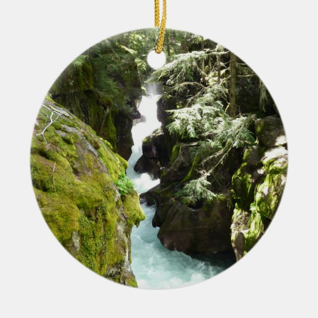 Avalanche Gorge II at Glacier National Park Ceramic Tree Decoration (Front)