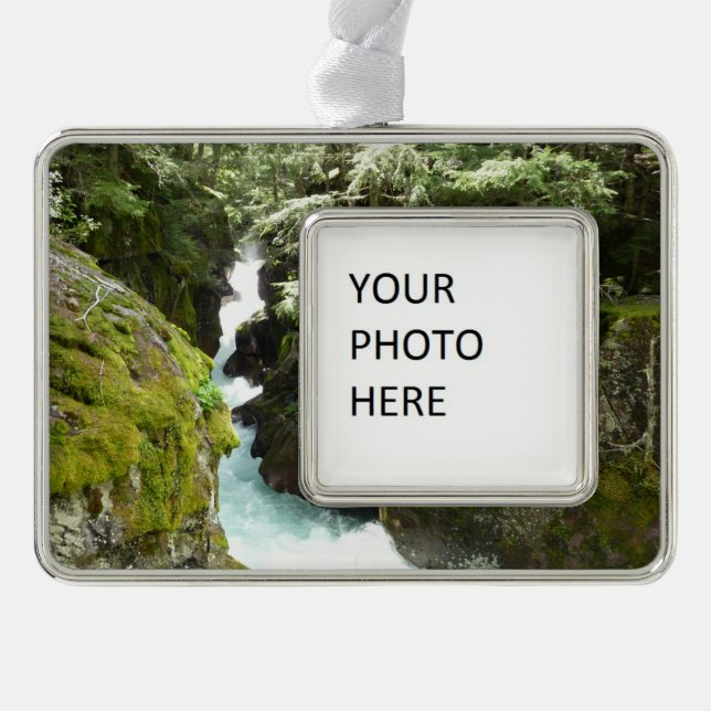 Avalanche Gorge II at Glacier National Park Silver Plated Framed Ornament (Front)