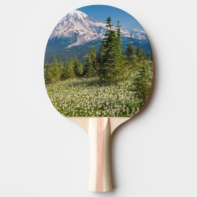 Avalanche lilies and Mount Rainier Ping Pong Paddle (Front)
