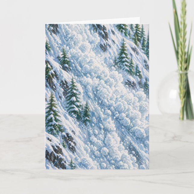 Avalanche Mountain Snow Scene Card (Front)