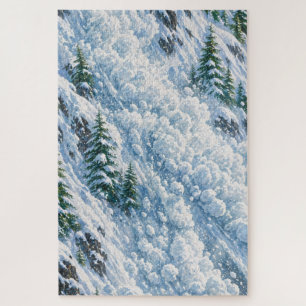 Avalanche Mountain Snow Scene Jigsaw Puzzle