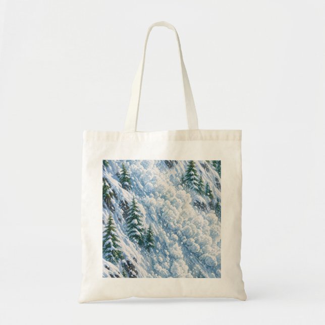 Avalanche Mountain Snow Scene Tote Bag (Front)