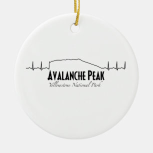 Avalanche Peak, Yellowstone Heartbeat. Ceramic Tree Decoration