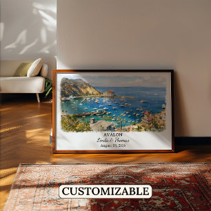 Avalon California Poster, Watercolor, Custom Poster