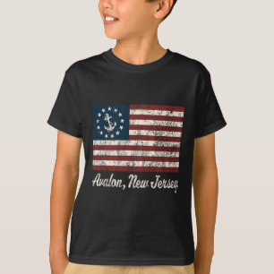 Avalon Nj Vintage Sailing Us Anchor Boat Flag Tee 