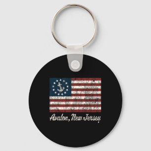 Avalon Nj Vintage Sailing Us Anchor Boat Flag Tee Key Ring