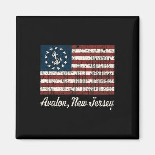 Avalon Nj Vintage Sailing Us Anchor Boat Flag Tee Magnet