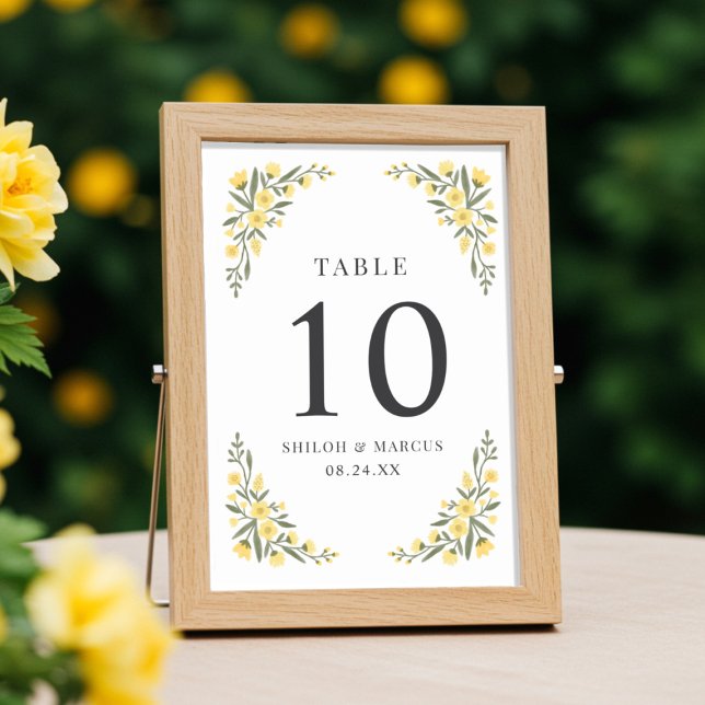 Avalon Yellow Wildflowers Wedding  Table Number (Creator Uploaded)