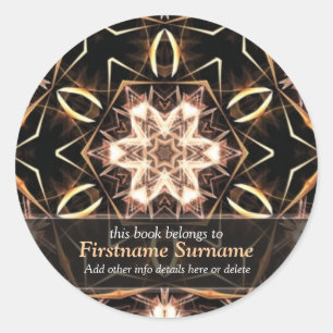 Avana Golden Geometric Flower Art Bookplate Sticke Classic Round Sticker