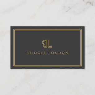 AVANT GARDE ART DECO LOGO with YOUR INITIALS GRAY Business Card