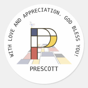 Avant-Garde Art Style Monogram. Letter P Classic Round Sticker