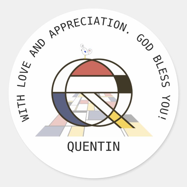 Avant-Garde Art Style Monogram. Letter Q Classic Round Sticker (Front)