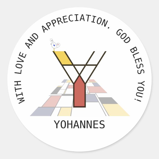 Avant-Garde Art Style Monogram. Letter Y Classic Round Sticker (Front)