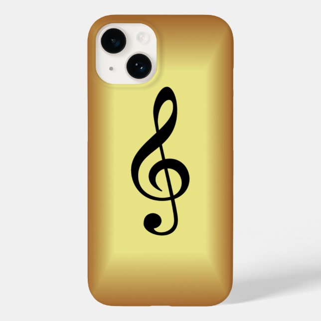 Avant Garde, Black G clef on Gold Background Case-Mate iPhone Case (Back)