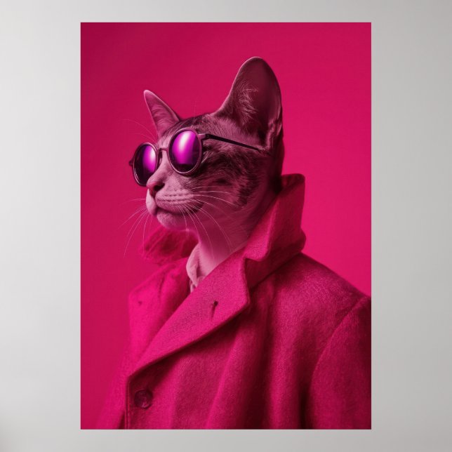 Avant-Garde Cat Calico Fashion Portrait Poster (Front)