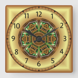 Avant - Garde, Green and Gold, Design KNF 1 ~ Square Wall Clock