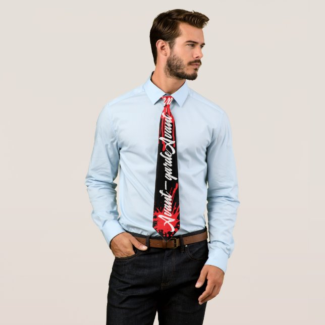 Avant-garde red and black paint art statement  tie (In Situ)