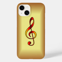 Avant Garde, Red, Gold G clef on Gold Background