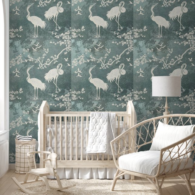Avant-Garde Sakura & Cranes Harmony Wallpaper (Kids)