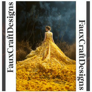 Avant-garde Yellow Flower Dress Left Decoupage 123 Tissue Paper