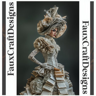 AvantGarde Couture Book Page Dress Decoupage R 121 Tissue Paper