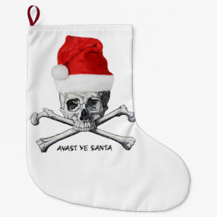 Avast Ye Santa Holiday Pirate Skull Stocking