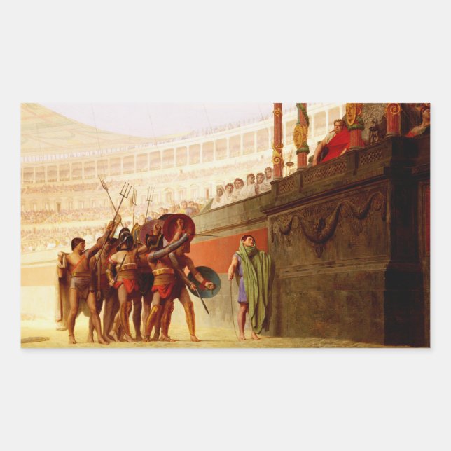 Ave Caesar by Jean-Leon Gerome Rectangular Sticker (Front)