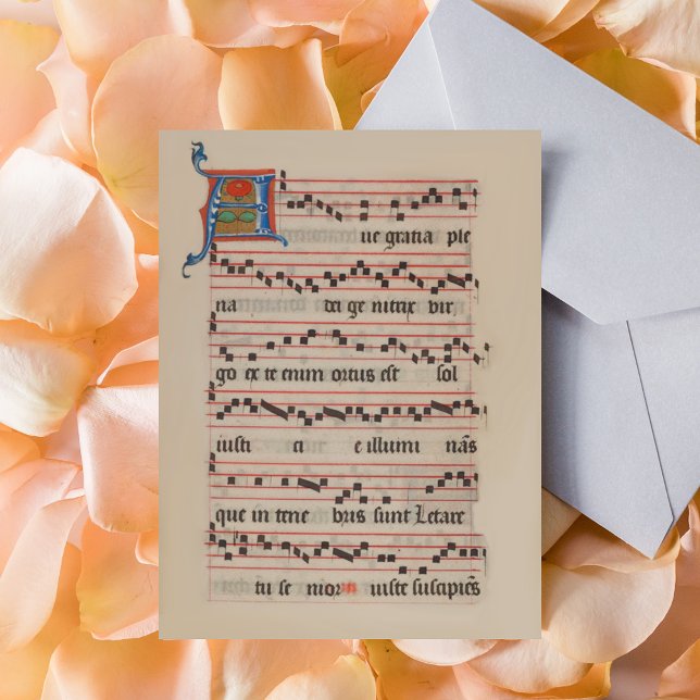 Ave gratia plena - Antiphon Mediaeval Manuscript Postcard (Ave gratia plena Antiphon Medieval Manuscript Catholic Christian Postcard)