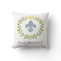 Ave Maria! Antique Blue Pillow