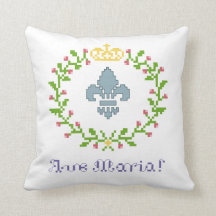 Ave Maria! Antique Blue Pillow