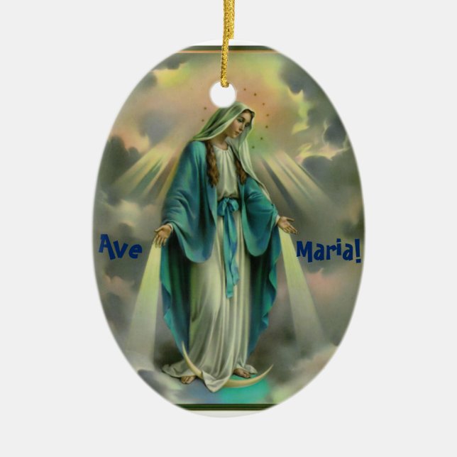 Ave Maria Ceramic Tree Decoration (Front)