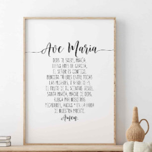 Ave Maria,Dios Te Salve María llena Eres De Gracia Poster