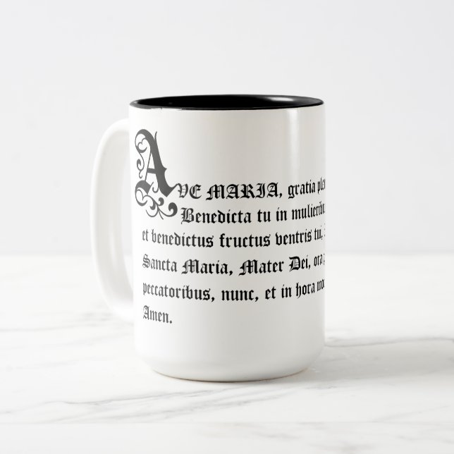 AVE MARIA HAIL MARY IN LATIN Two-Tone COFFEE MUG (Front Left)