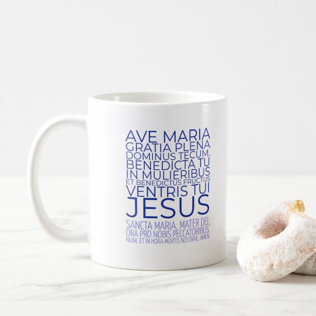 Ave Maria / Hail Mary Latin-English Coffee Mug (With Donut)
