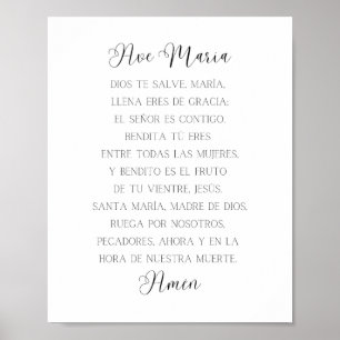 Ave Maria Spanish Prayer Poster