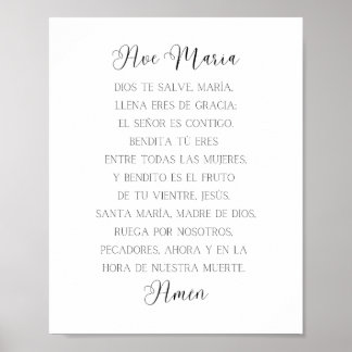 Ave Maria Spanish Prayer Poster