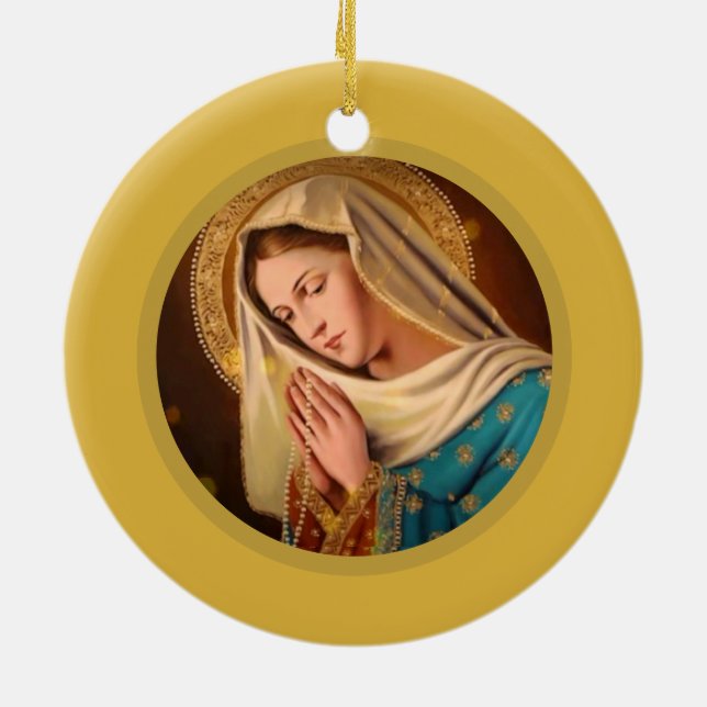 Ave Maria ... Virgin Mary Ceramic Tree Decoration (Back)