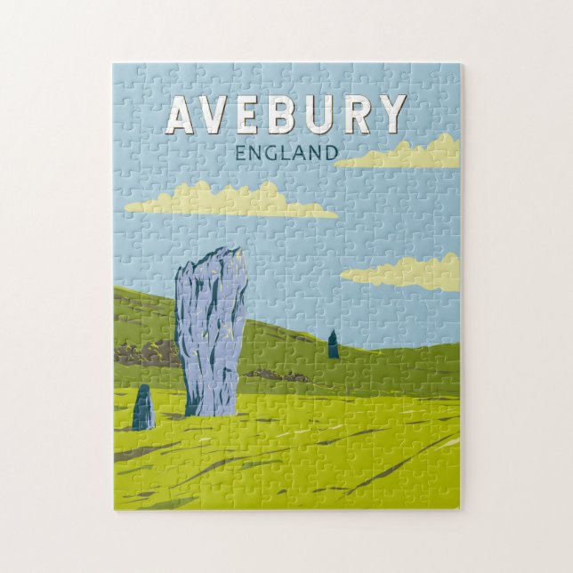 Avebury England Travel Art Vintage Jigsaw Puzzle (Vertical)