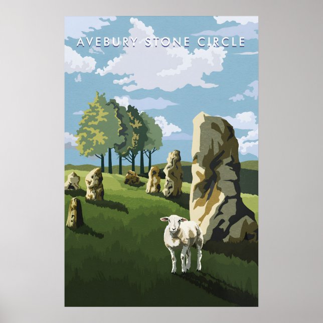 Avebury Stone Circle Wiltshire Travel Poster (Front)