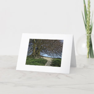 Avebury, Wiltshire, England. Tree and path. Card