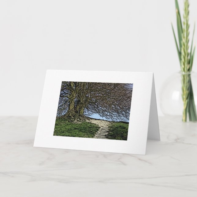 Avebury, Wiltshire, England. Tree and path. Card (Front)
