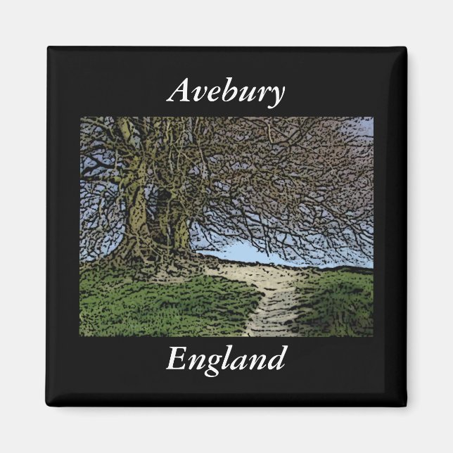 Avebury, Wiltshire, England. Tree and path. Magnet (Front)