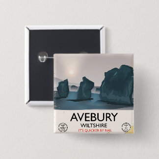 Avebury, Wiltshire Stone circle vintage travel. 15 Cm Square Badge