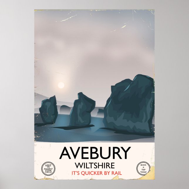 Avebury, Wiltshire Stone circle vintage travel. Poster (Front)