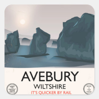 Avebury, Wiltshire Stone circle vintage travel. Square Sticker